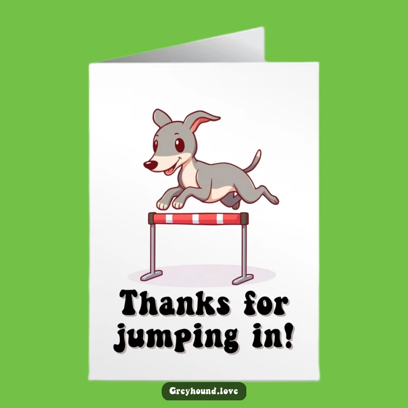 Free Printable Thank You Card: Greyhound Hurdle Grace - Speedy Gratitude Download