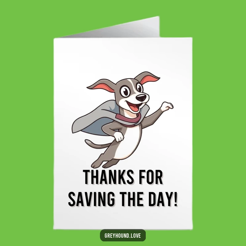 Free Printable Thank You Card: Grateful Greyhound Leaping High - Downloadable!