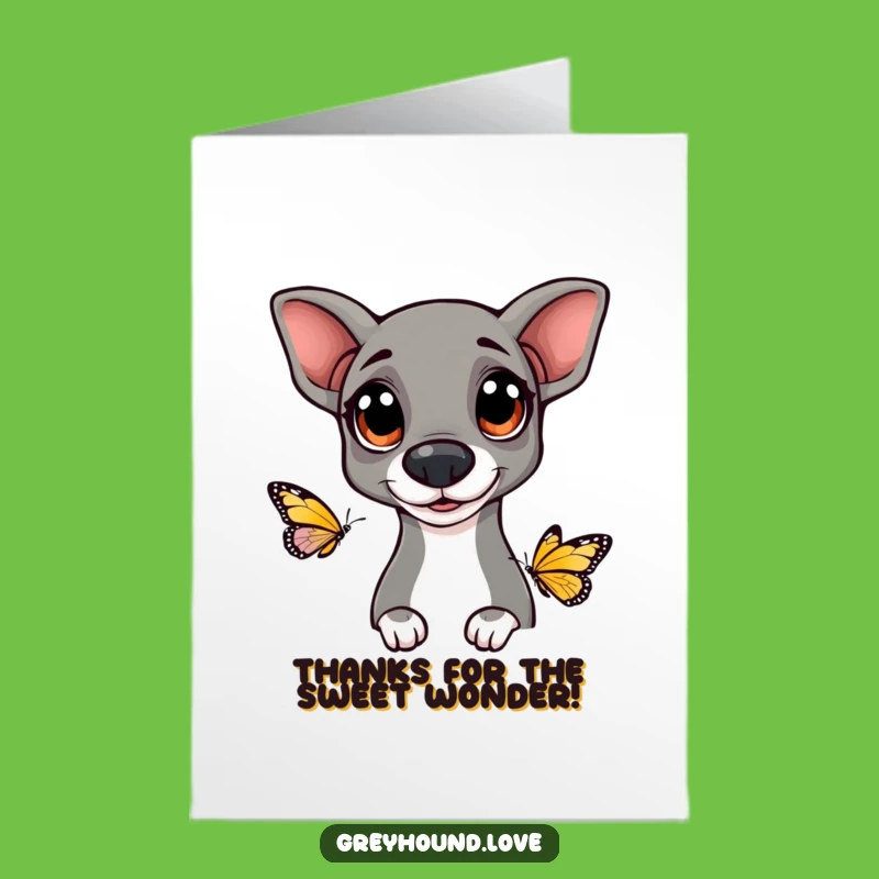 Free Printable Thank You Card: Curious Greyhound - Funny Downloadable Gift