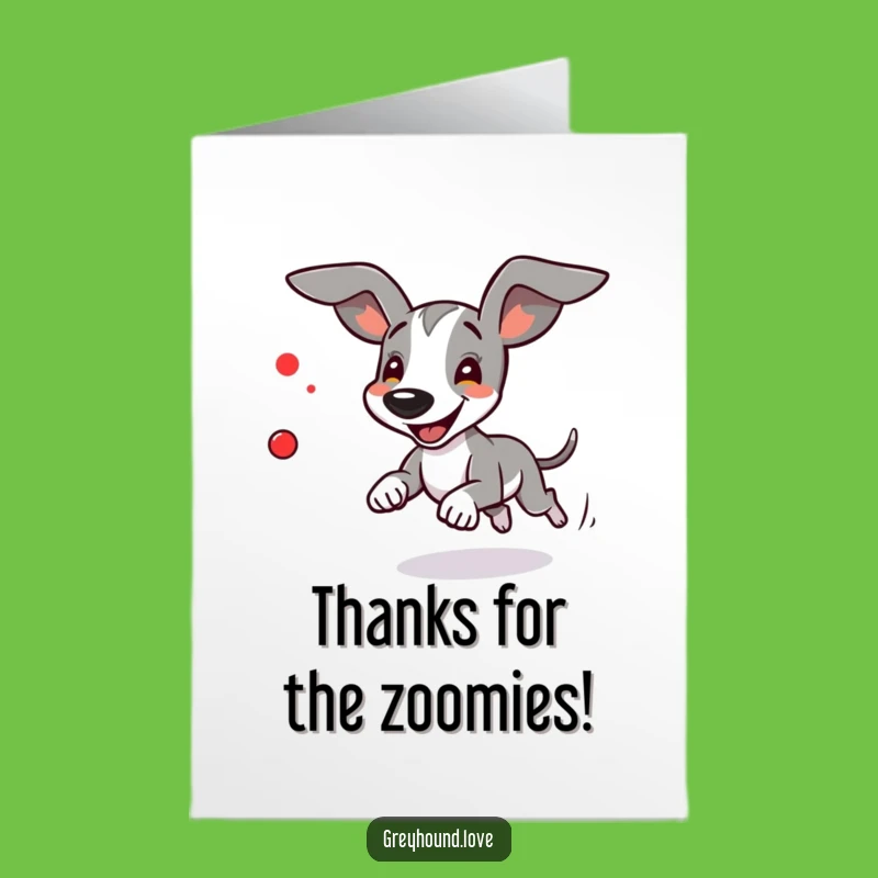 Free Printable Thank You Card: Funny Greyhound's Laser Chase - Downloadable Gratitude