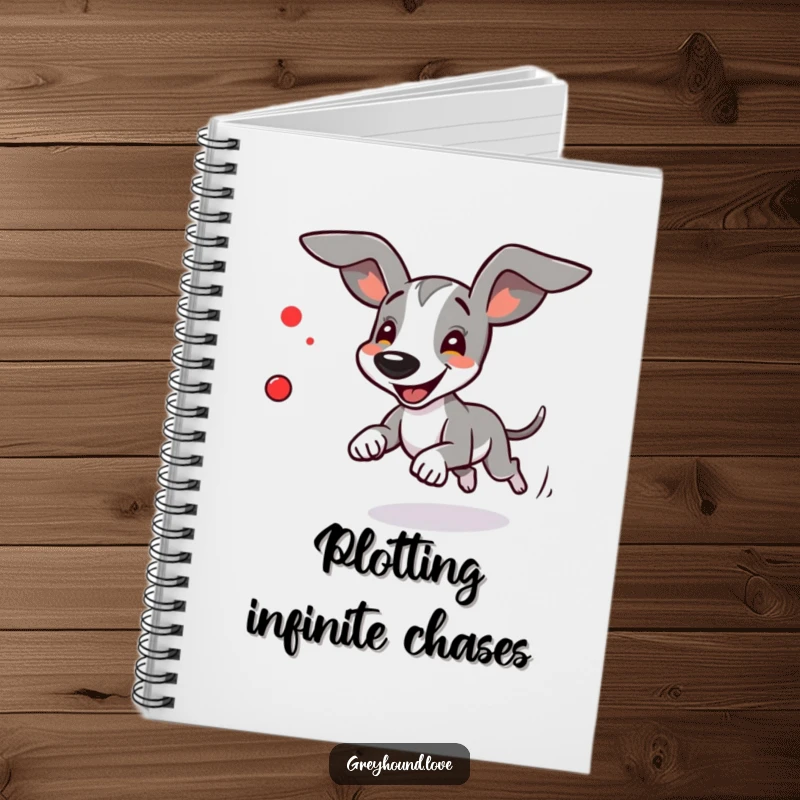 Funny Greyhound Notebook: A greyhound's ears flap as it chases a red dot on the cover.