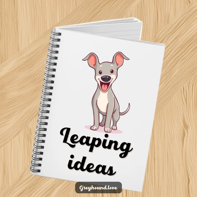Funny NOTEBOOK: A greyhound character is mid-bound with an excited yip, ready to capture your energetic thoughts.