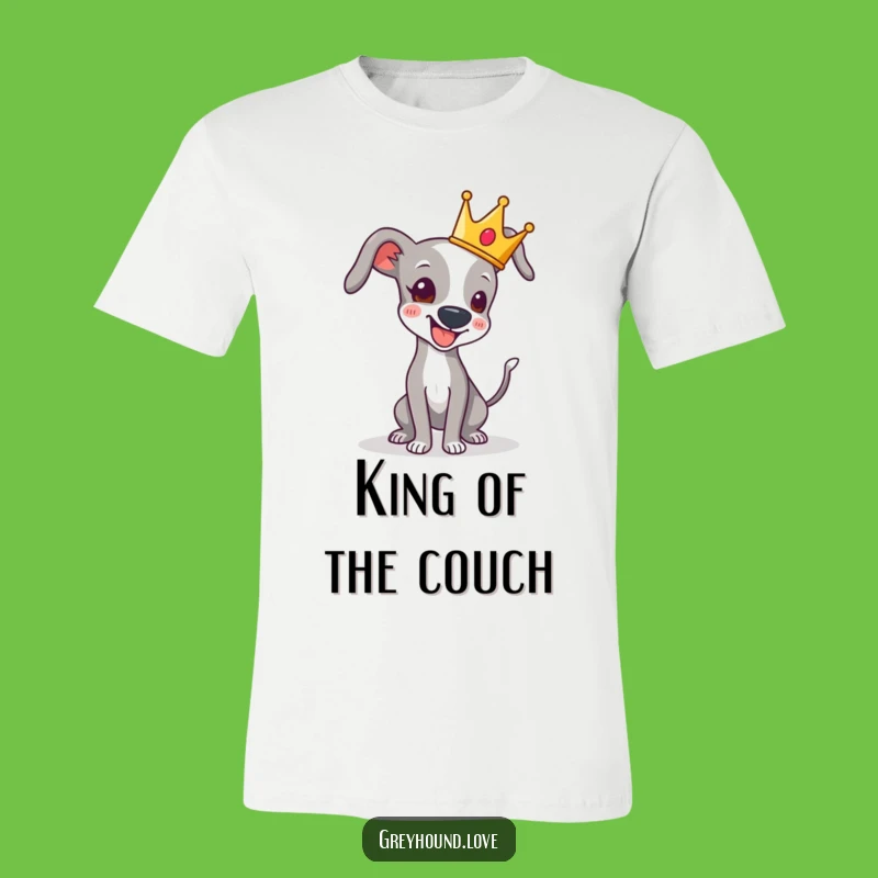 Funny Crowned Greyhound Tail Wag T-Shirt - Royal & Playful Style