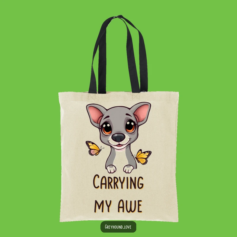 Funny Greyhound Tote Bag: Curious Dog Carry-all, Sweet Gift