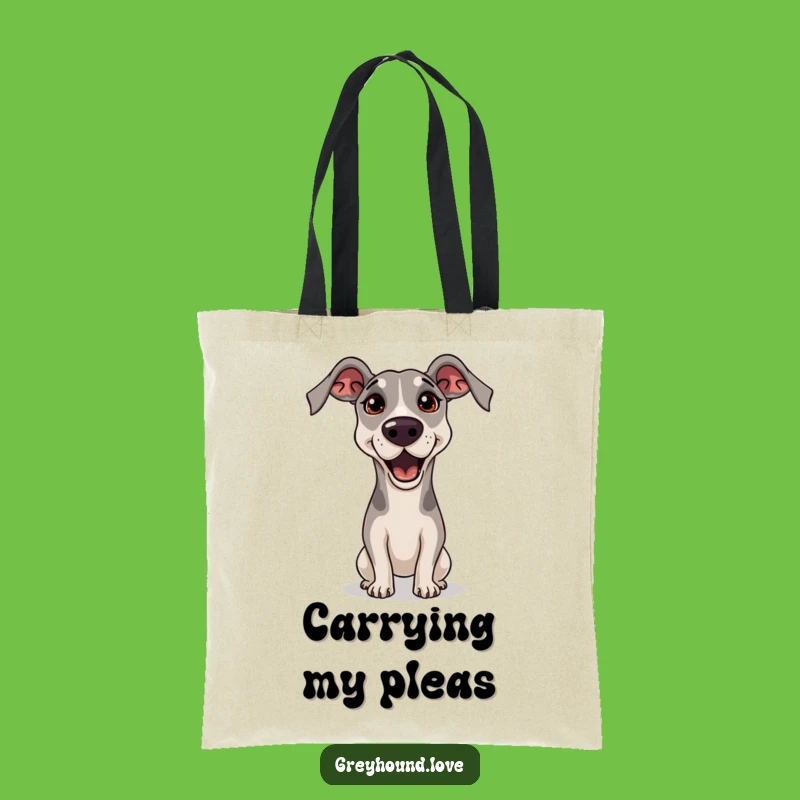 Funny Greyhound Begging Tote Bag - Pleading Eyes Carryall Gift!