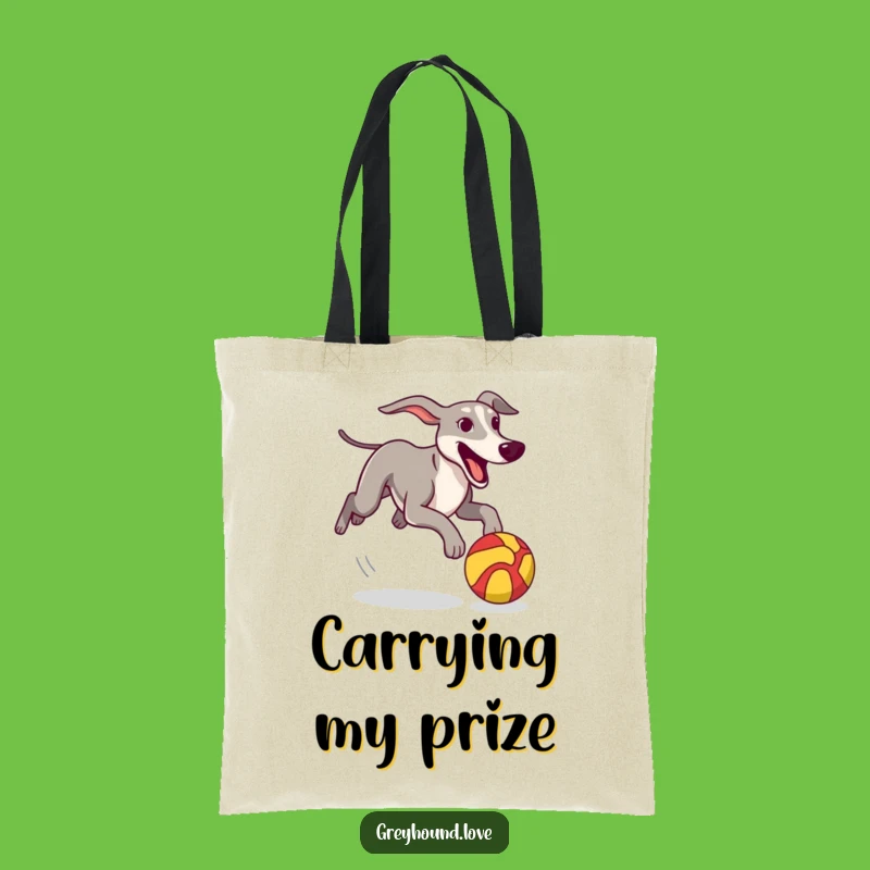 Funny Greyhound Tote Bag: Ball Chase Fun, Practical & Vibrant Design