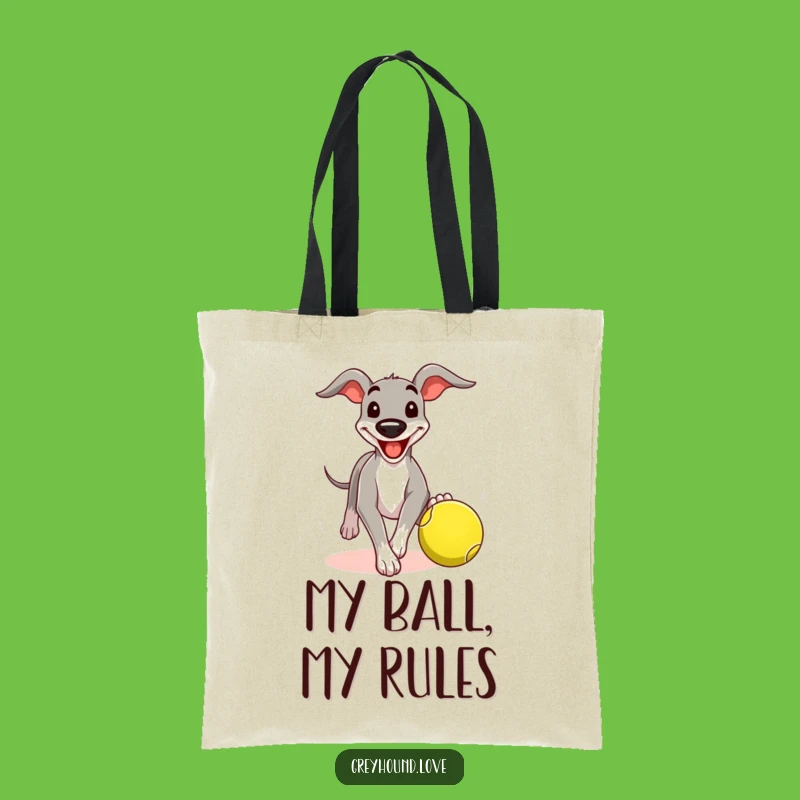 Funny Greyhound Tennis Ball Tote Bag: Grinning Dog's Carry-all, Hilarious Gift