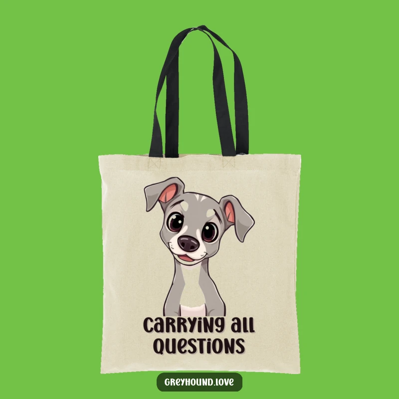 Funny Greyhound Tote Bag: Innocent Eyes, Head Tilt, Practical & Charming