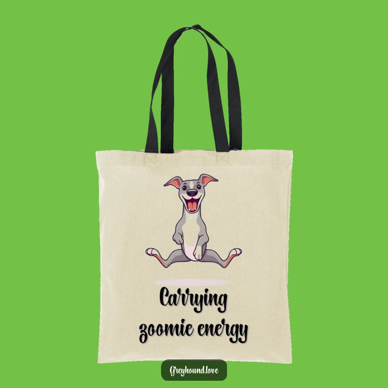 Funny Greyhound Zoomie Tote Bag - Splayed Legs Joyful Doggy Carryall!